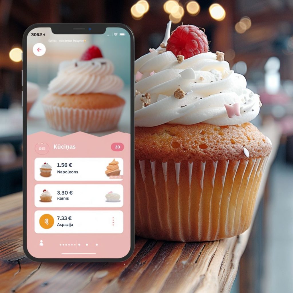 OnPage SEO A picture of a cupcake and a product listing page next to it, displayed on a smartphone